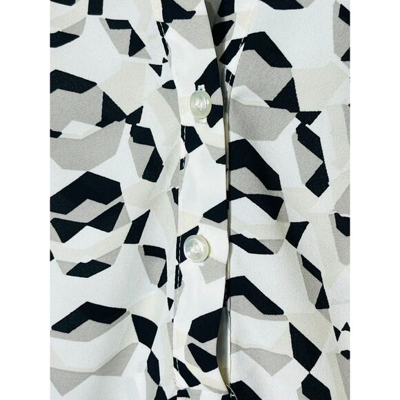 Halogen Black White Abstract Geometric Tunic Blouse Small Funky Work Chic Boho - Picture 4 of 8